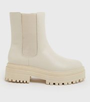 New Look Off White Rounded Chunky Chelsea Boots